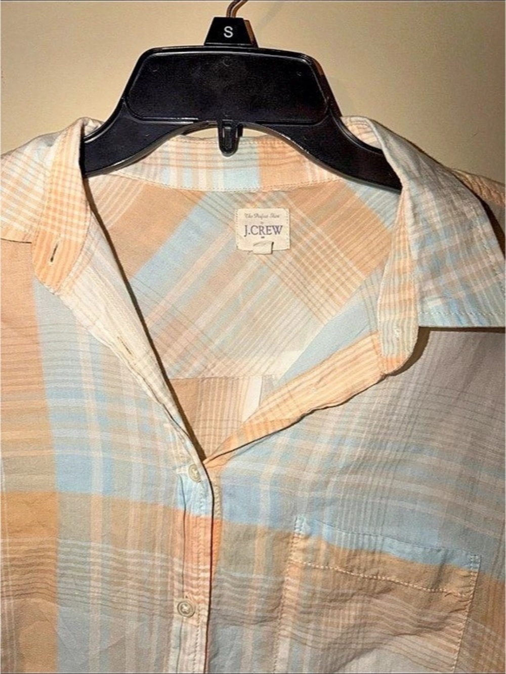 J.Crew Plaid Button Down in Blue & Orange Size Small - Picture 2 of 5